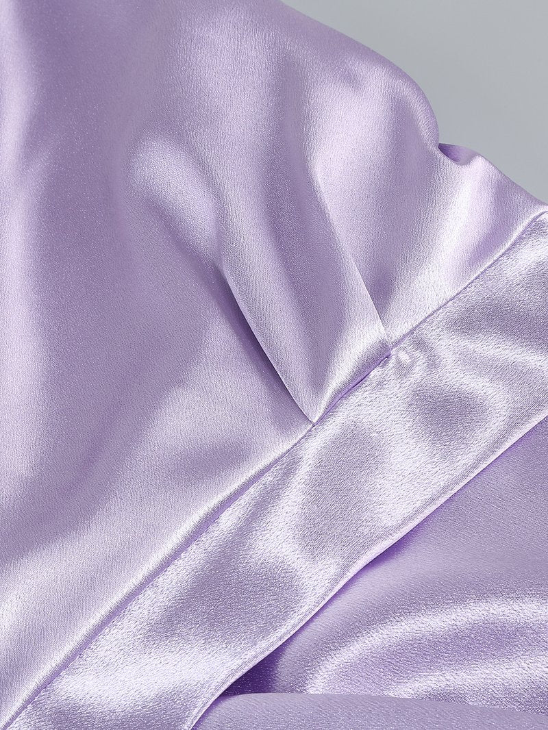 One Shoulder Draped Satin Midi Dress H6185