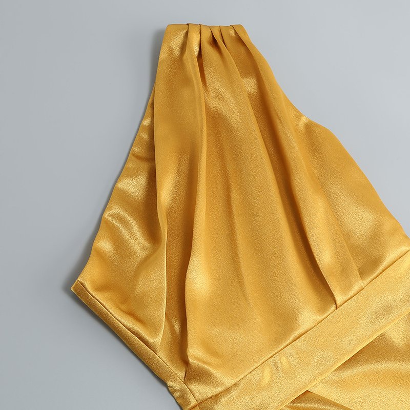 One Shoulder Draped Satin Midi Dress H6185
