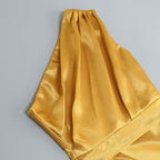 One Shoulder Draped Satin Midi Dress H6185