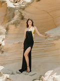 One-Shoulder Draped Velvet Maxi Dress H7114