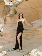 One-Shoulder Draped Velvet Maxi Dress H7114