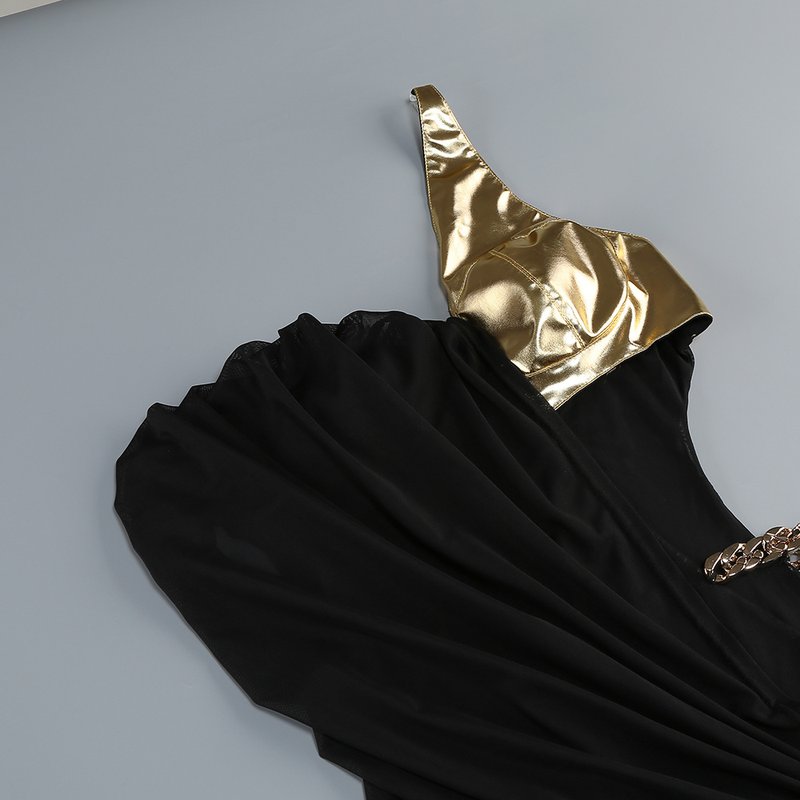 One-Shoulder Draped Velvet Maxi Dress H7114