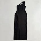 One Shoulder Embellished Slit Midi Dress H6802
