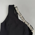 One Shoulder Embellished Slit Midi Dress H6802