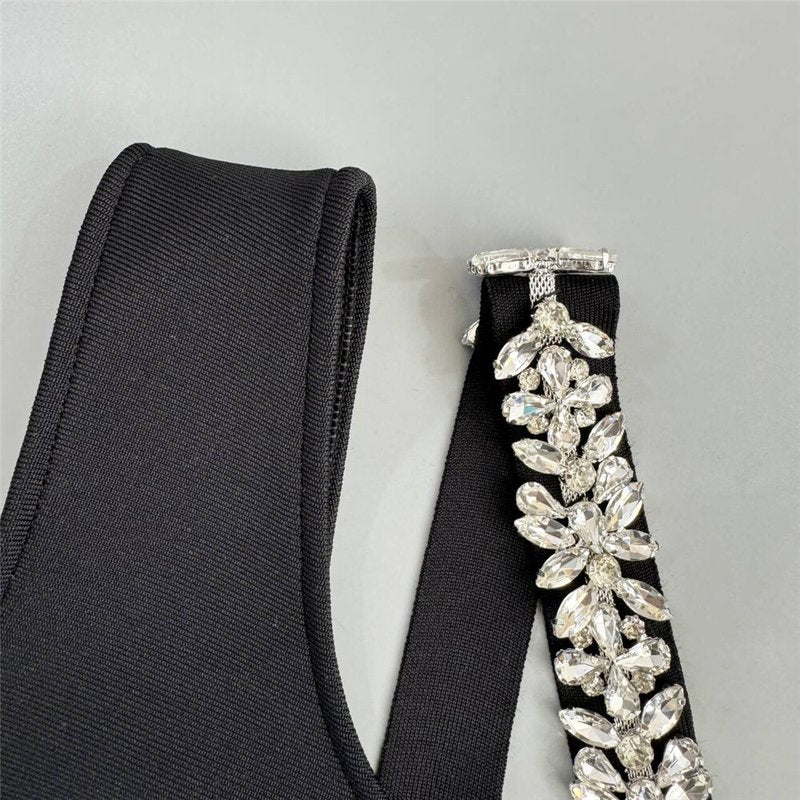 One Shoulder Embellished Slit Midi Dress H6802