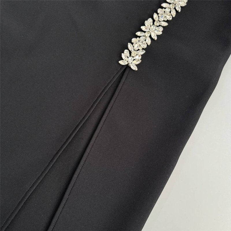 One Shoulder Embellished Slit Midi Dress H6802
