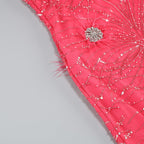 One Shoulder Feather Beaded Maxi Dress H6252