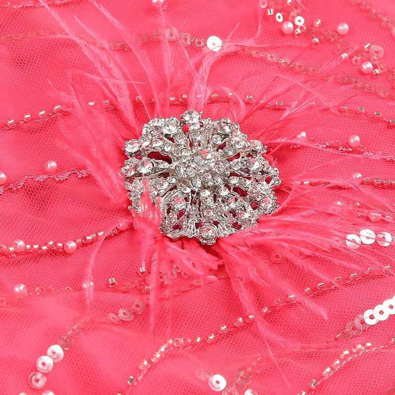 One Shoulder Feather Beaded Maxi Dress H6252