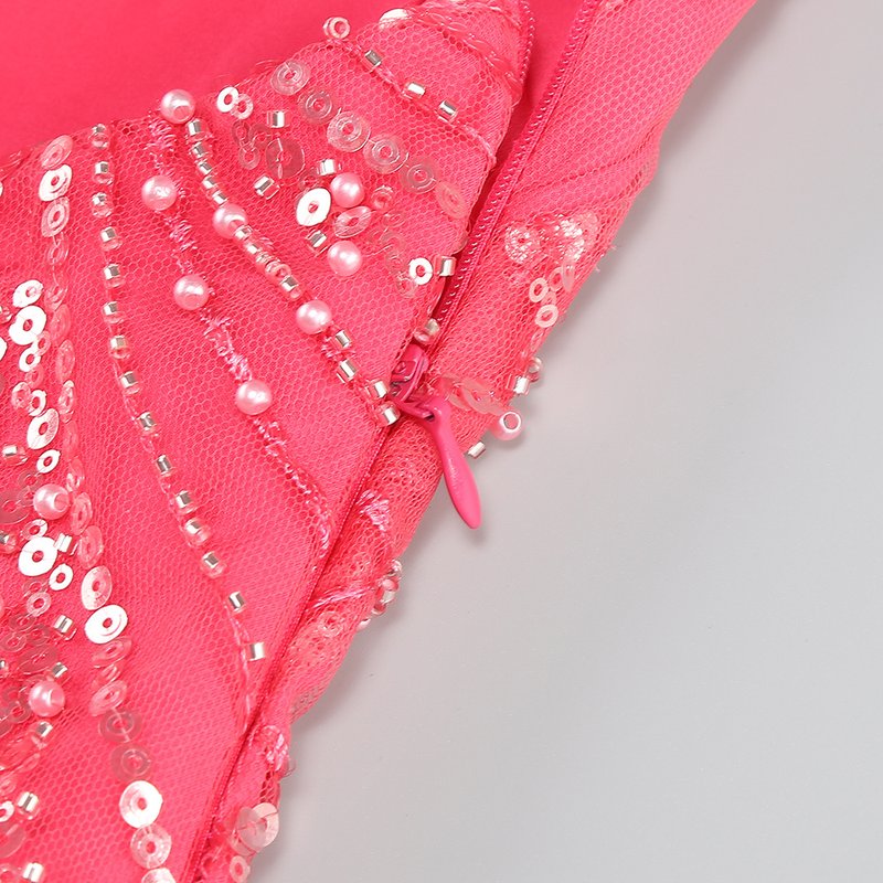 One Shoulder Feather Beaded Maxi Dress H6252