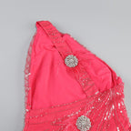 One Shoulder Feather Beaded Maxi Dress H6252