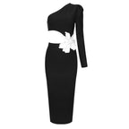 One Shoulder Floral Cutout Midi Dress H6074