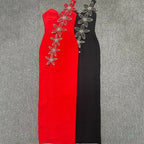 One Shoulder Floral Embellished Bodycon Dress H6609