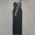 One Shoulder Floral Embellished Bodycon Dress H6609