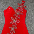 One Shoulder Floral Embellished Bodycon Dress H6609