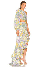 One Shoulder Floral Ruffle Gown H6255