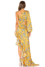 One Shoulder Floral Ruffle Maxi Dress H6256