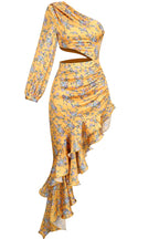 One Shoulder Floral Ruffle Maxi Dress H6256