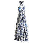 One Shoulder Floral Ruffle Maxi Dress H6272