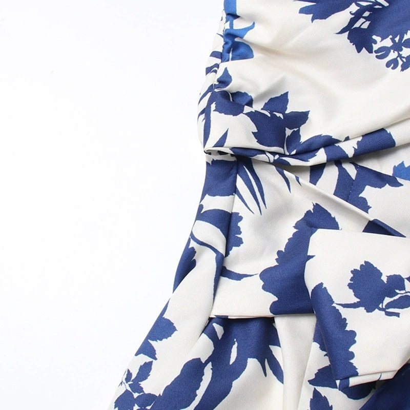 One Shoulder Floral Ruffle Maxi Dress H6272
