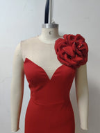 One Shoulder Flower Applique Midi Dress H6347