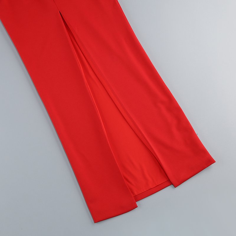 One Shoulder Flower Applique Midi Dress H6347