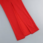 One Shoulder Flower Applique Midi Dress H6347