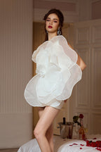 One Shoulder Flower Mini Dress H6052