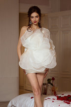 One Shoulder Flower Mini Dress H6052