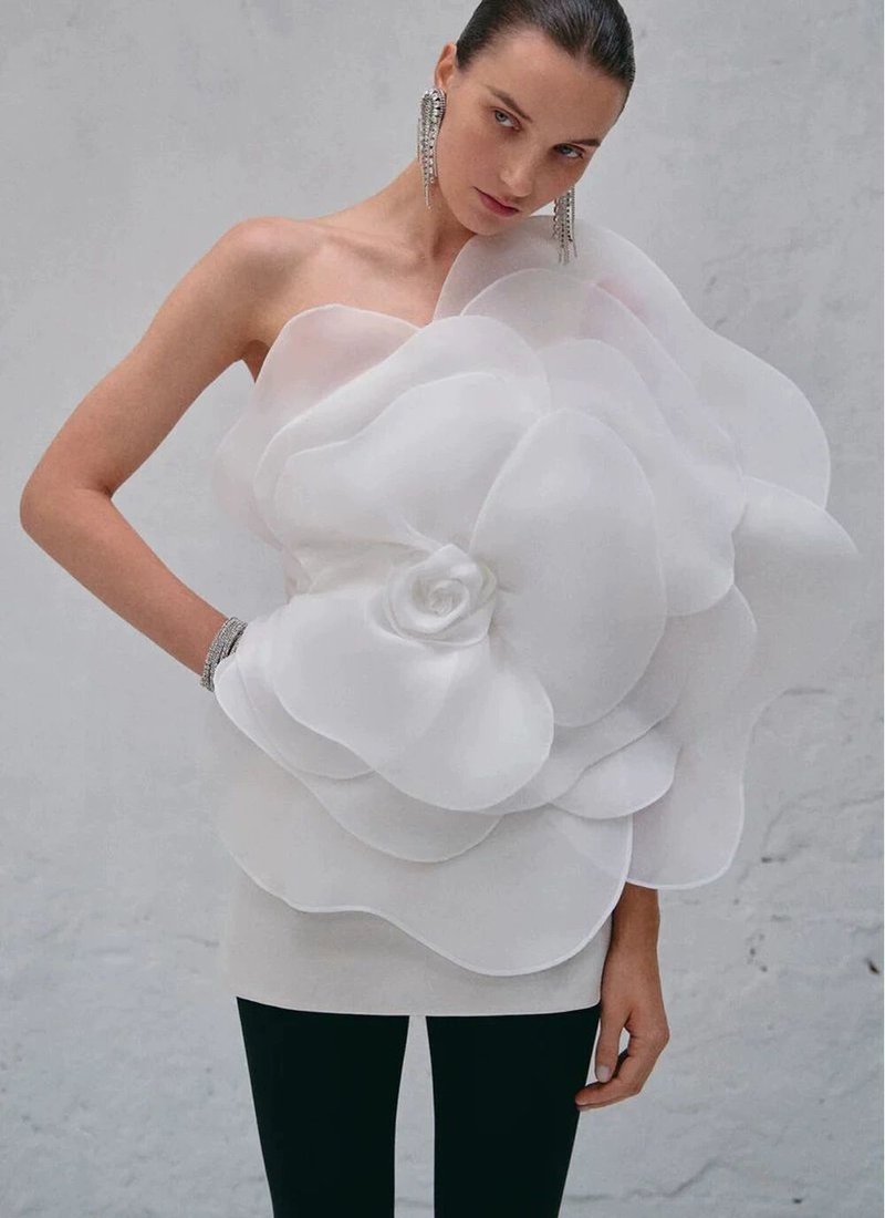 One Shoulder Flower Mini Dress H6052