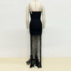 One Shoulder Fringe Maxi Dress H6450