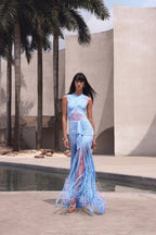 One Shoulder Fringe Maxi Dress H6886