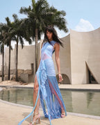 One Shoulder Fringe Maxi Dress H6886