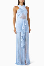 One Shoulder Fringe Maxi Dress H6886