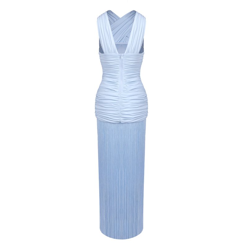 One Shoulder Fringe Maxi Dress H6886