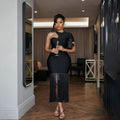 One Shoulder Fringe Midi Dress H6142