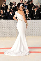 One Shoulder Gold Chain Mermaid Gown H5969