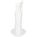 One Shoulder Gold Chain Mermaid Gown H5969