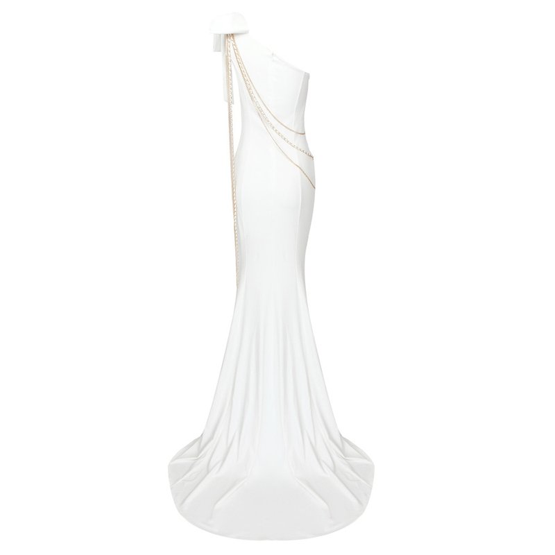 One Shoulder Gold Chain Mermaid Gown H5969
