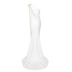 One Shoulder Gold Chain Mermaid Gown H5969