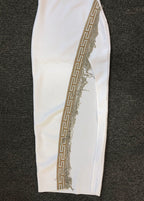 One Shoulder Greek Key Embellished Midi Dress H6417