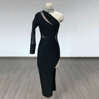 One Shoulder Lace Cutout Bandage Dress H6418