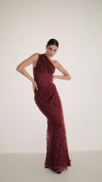 One Shoulder Lace Mermaid Gown H7025