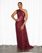 One Shoulder Lace Mermaid Gown H7025