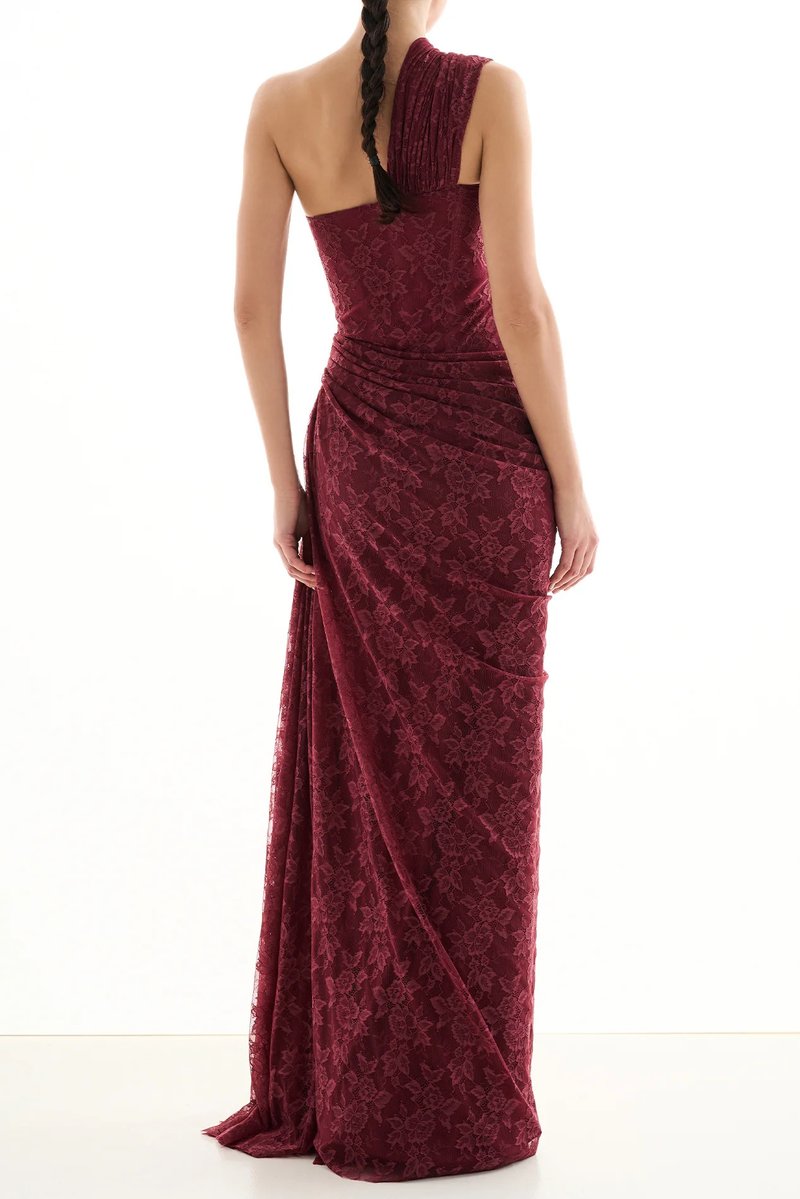 One Shoulder Lace Mermaid Gown H7025