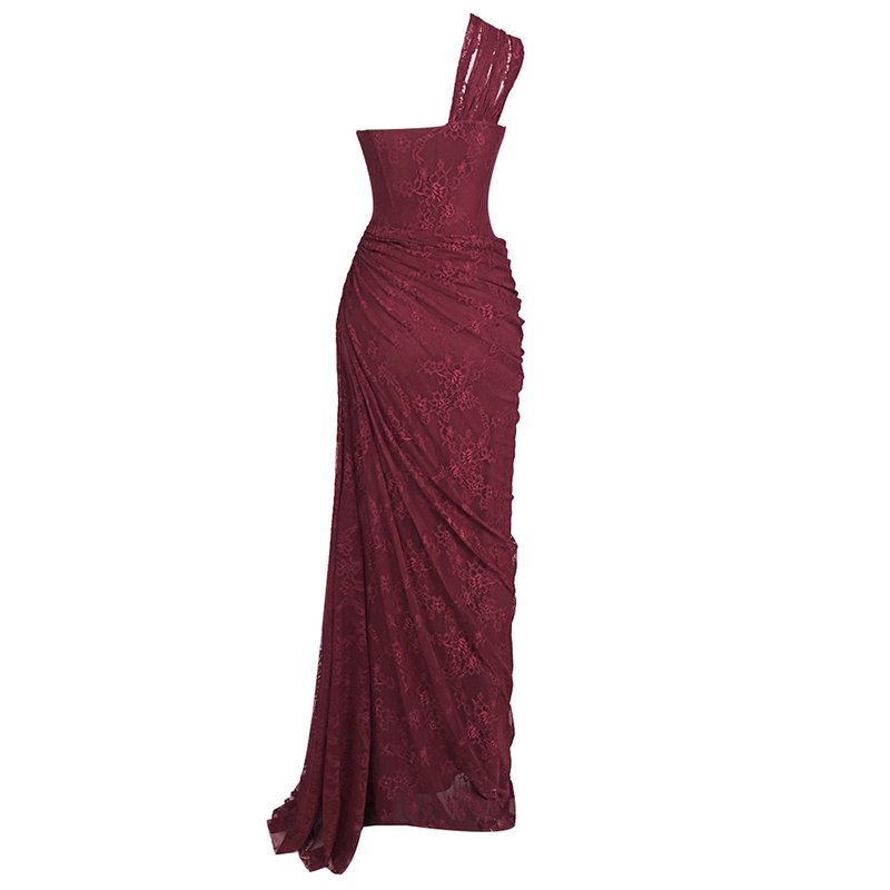 One Shoulder Lace Mermaid Gown H7025