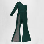 One Shoulder Mesh Panel Maxi Dress H3702