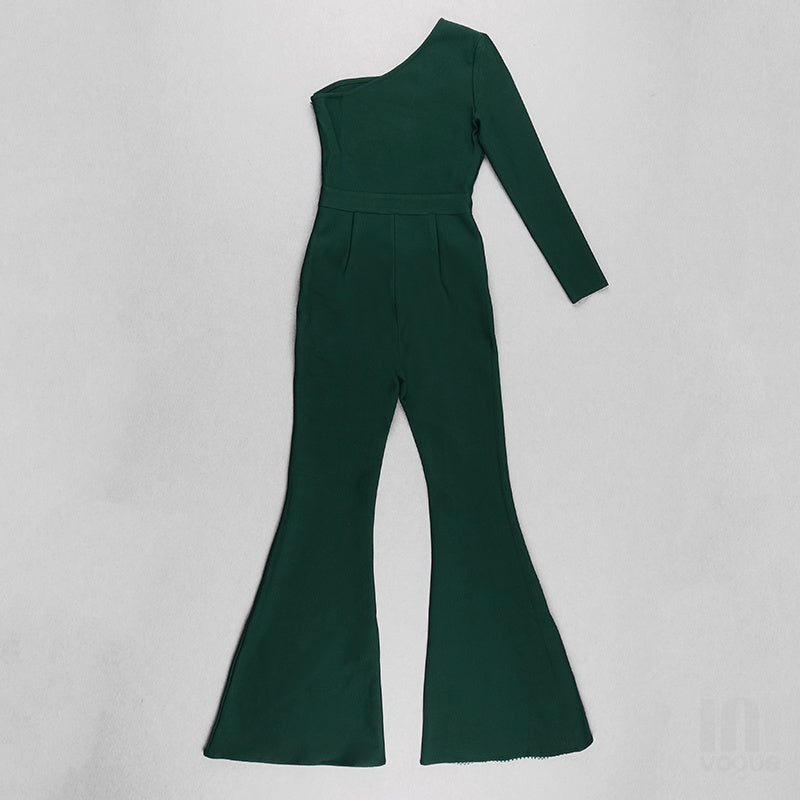 One Shoulder Mesh Panel Maxi Dress H3702