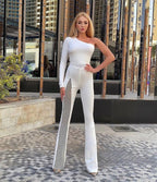 One Shoulder Mesh Panel Maxi Dress H3702
