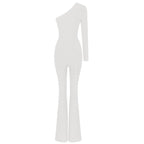 One Shoulder Mesh Panel Maxi Dress H3702