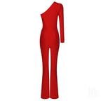 One Shoulder Mesh Panel Maxi Dress H3702